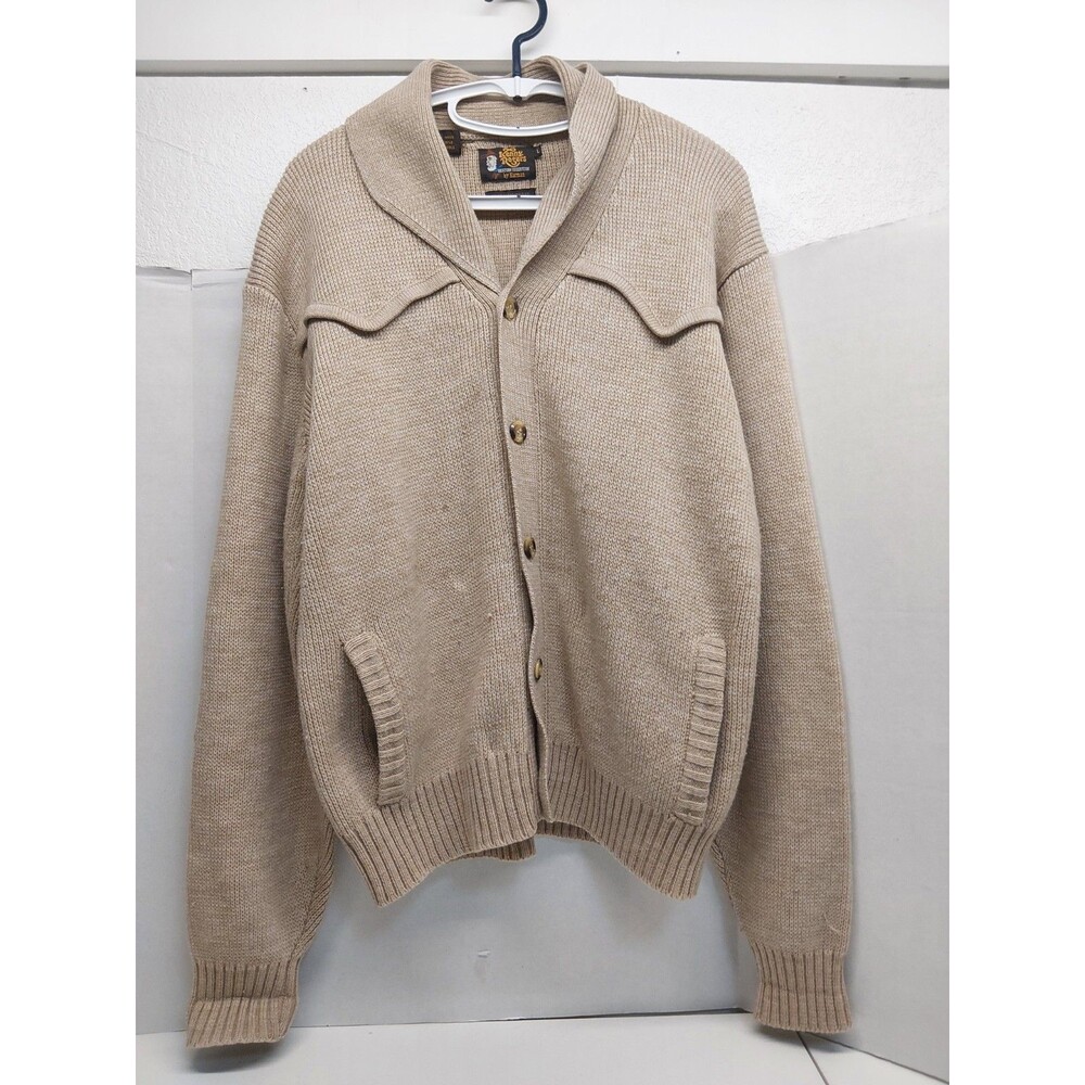 Vintage 1970s Kenny Rogers Brown Knit Western Cardigan Sweater Size XL Button Up